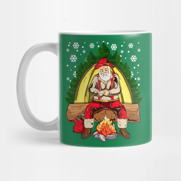 Camping Santa Camp Fire Camper Christmas by E